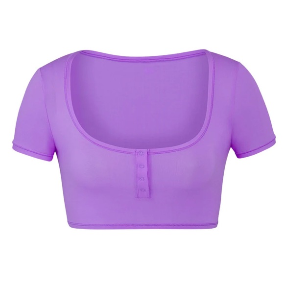 Skims Fits Everybody Henley crop top - Picture 1 of 6